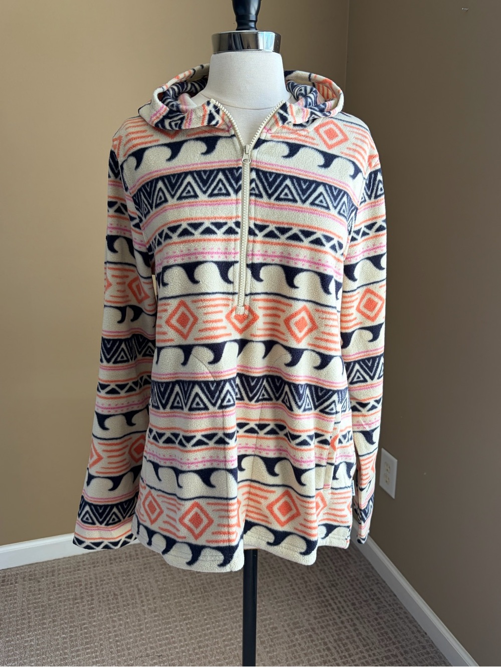 O’Neill Half Zip Aztec Surf Fleece Hoodie, Large, Gorpcore Granola Retro 90’s